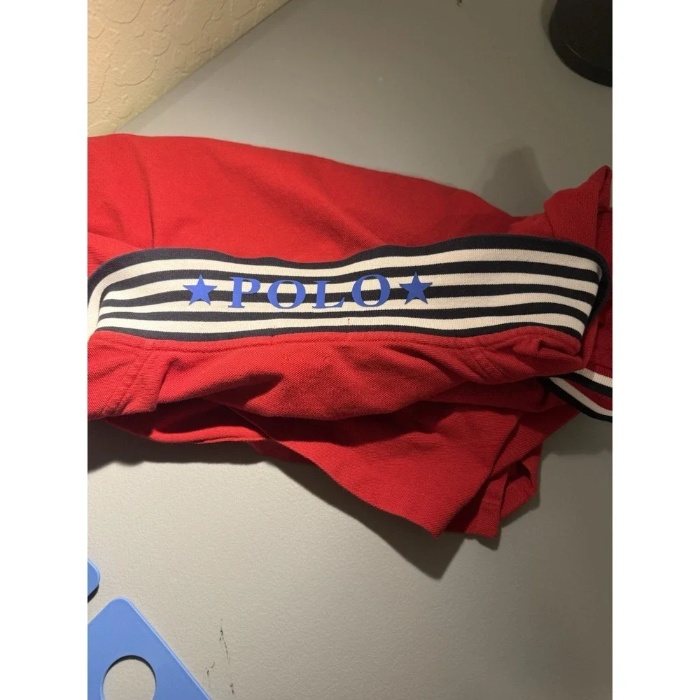 Polo‎ Ralph Lauren Polo Shirt Spelled Out Sleeve Collar Red XXL